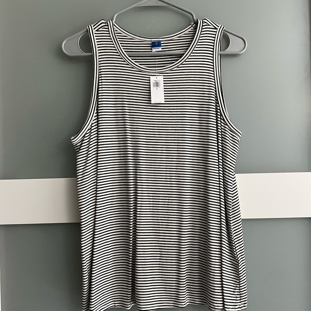Old Navy Black and White Striped Tank Top